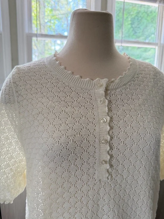 NWT Gap Knit Dress - Pointelle, Linen Blend, Tank Slip, Lined, L Tall - Picture 4 of 13